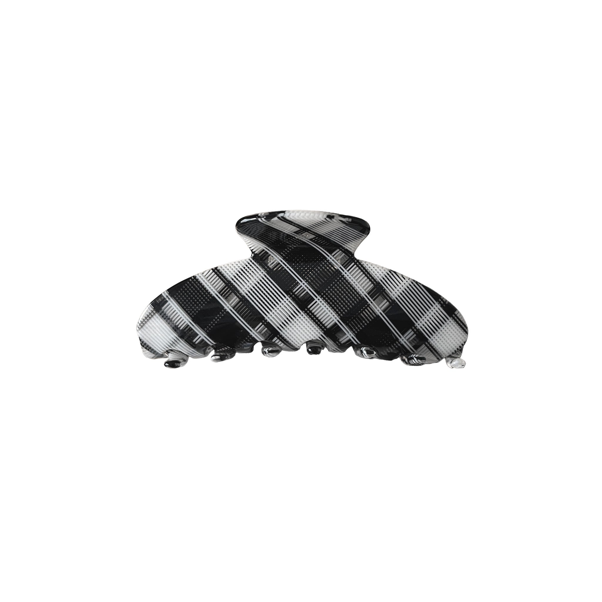 Demi Lune clip in zwart ruitpatroon Demi Lune clip in zwart ruitpatroon